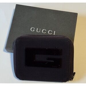 Gucci Canvas Zipper Zip Around Wallet with Coin Pouch Cash & Box